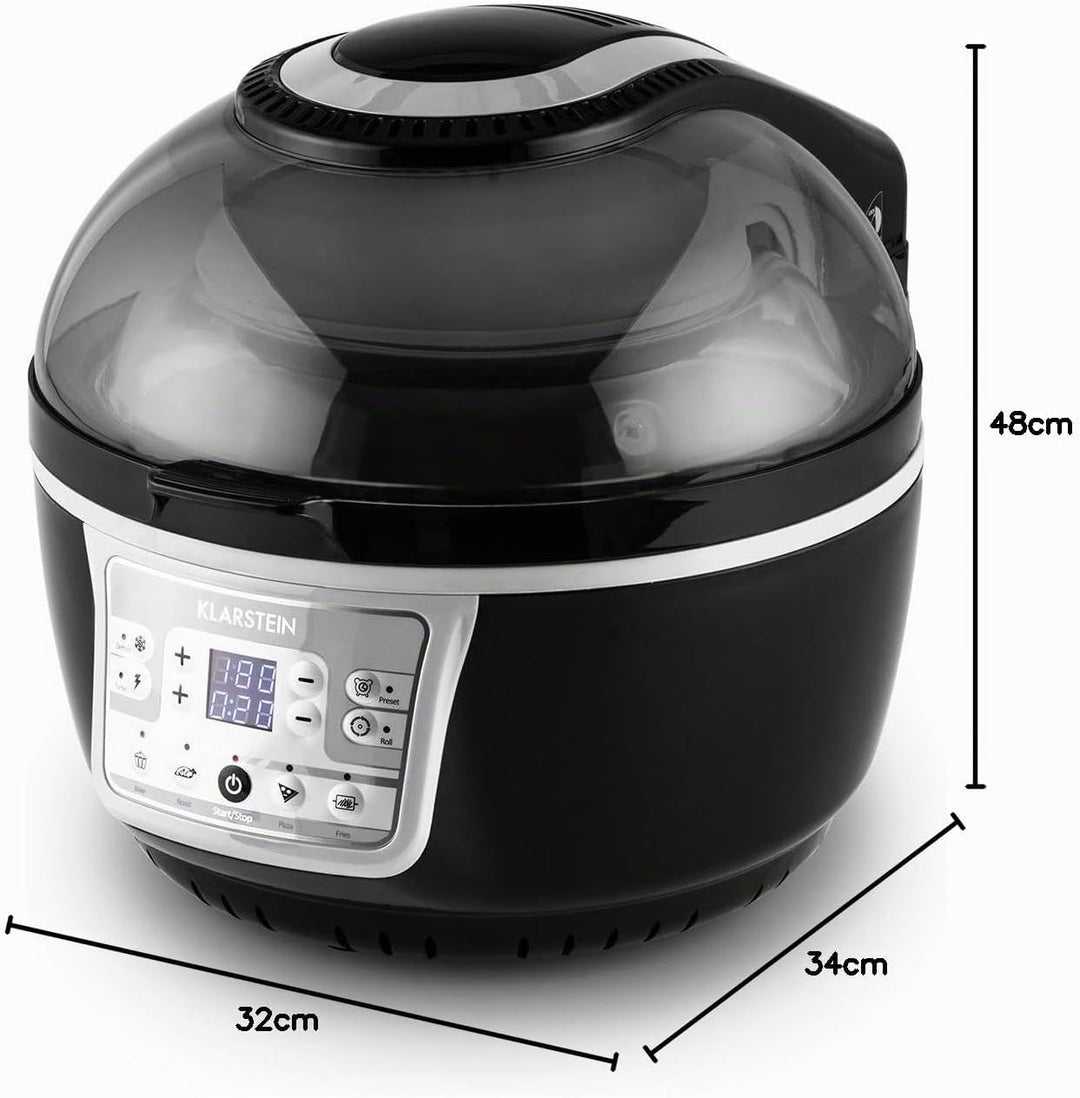 Klarstein VitAir Turbo Heissluftfritteuse - 1400 Watt Heissluftfriteuse, Airfryer mit 9 Liter Garrau