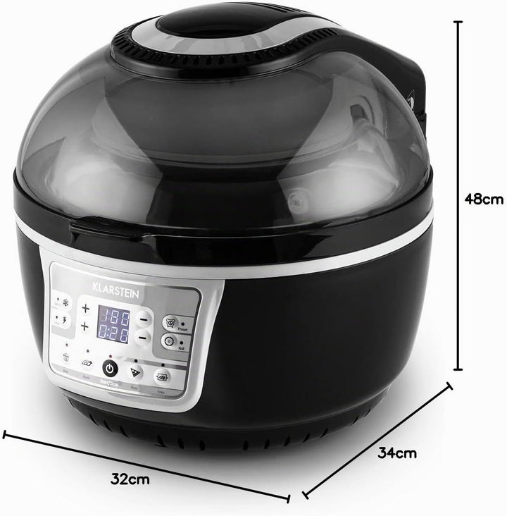 Klarstein VitAir Turbo Heissluftfritteuse - 1400 Watt Heissluftfriteuse, Airfryer mit 9 Liter Garrau