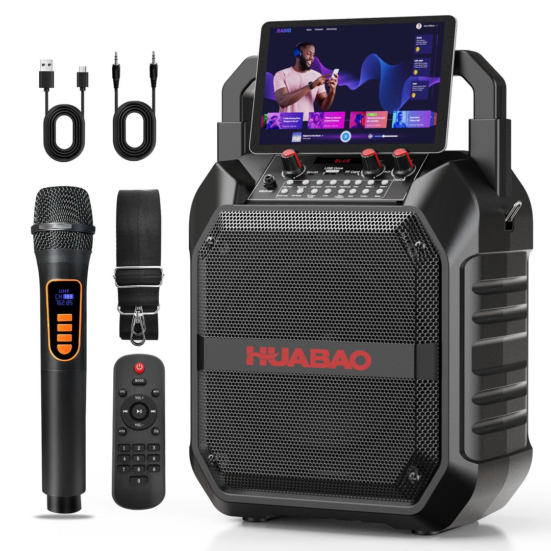 Karaoke-Maschine, tragbarer Bluetooth-Lautsprecher mit drahtlosem Mikrofon für Erwachsene & Kinder,