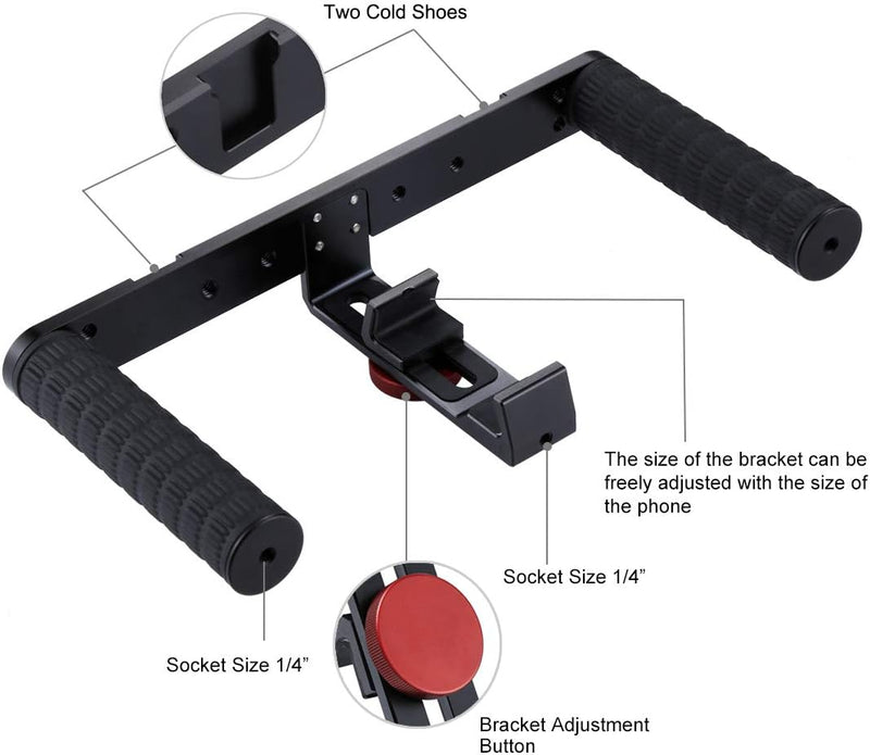 PULUZ 4-in-1 Vlogging Live Broadcast 11,7 cm Ring LED Selfie Licht Smartphone Video Rig Griff Stabil