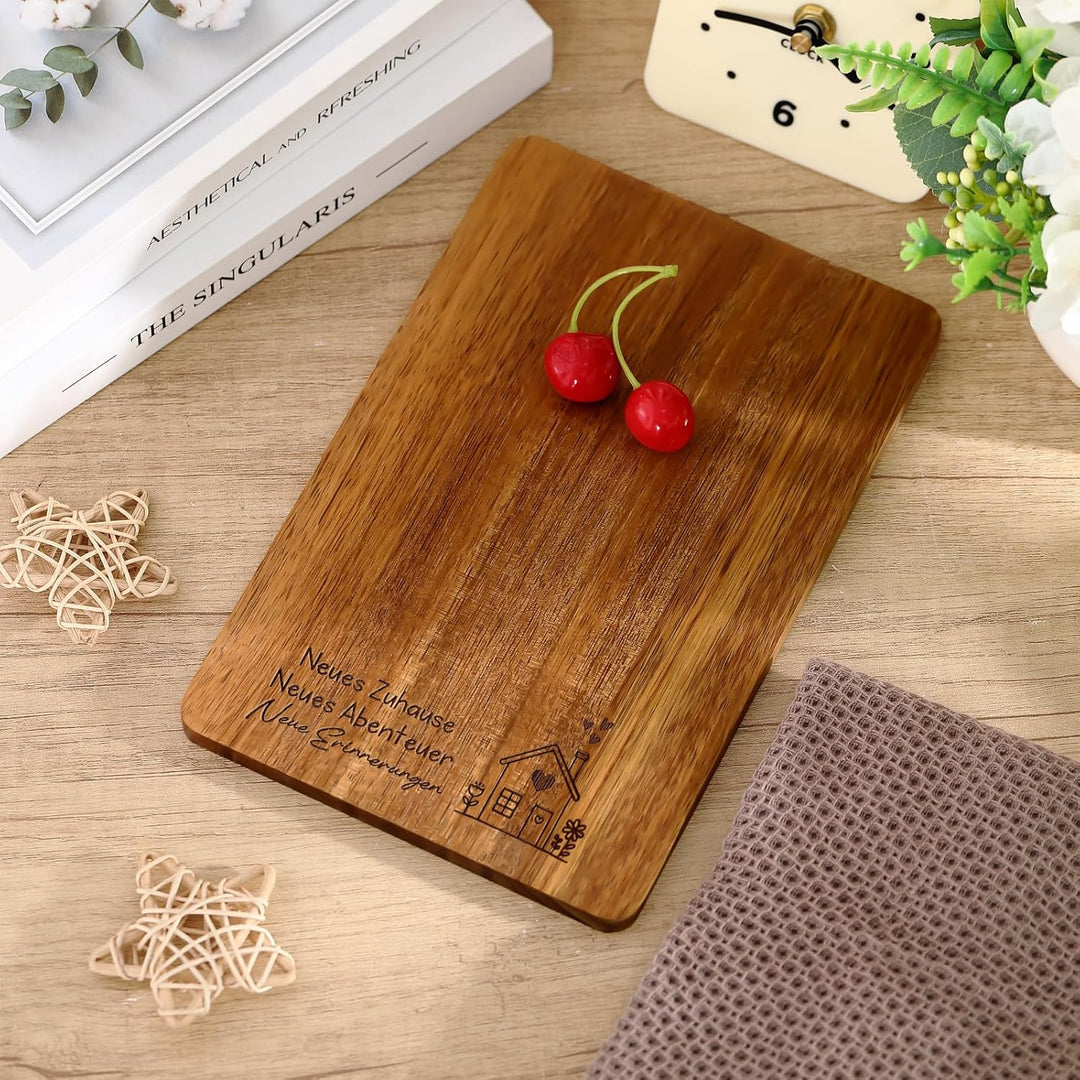 Xuniea Einweihungsgeschenk 23 x 15 cm Holz Frühstücksbrett Baumwolle Küchentuch Neues Zuhause Gesche