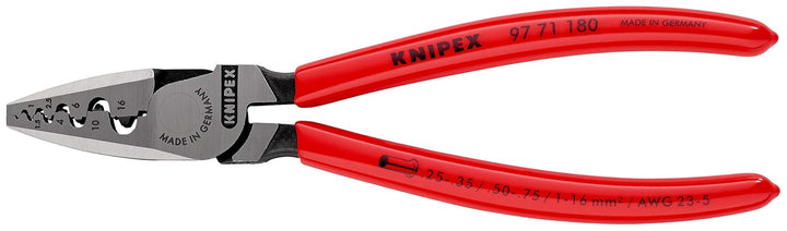 Knipex Crimpzange für Aderendhülsen mit Kunststoff überzogen 180 mm (SB-Karte/Blister) 97 71 180 SB