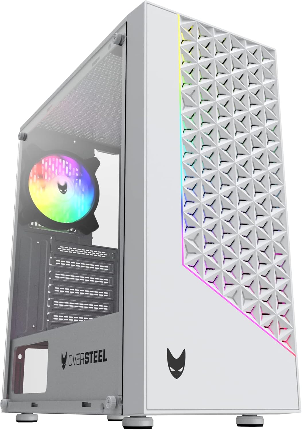 Oversteel - Iridium Gaming PC Gehäuse Kompatibel mit ATX, Micro ATX und ITX Boards, 120mm A-RGB Lüft