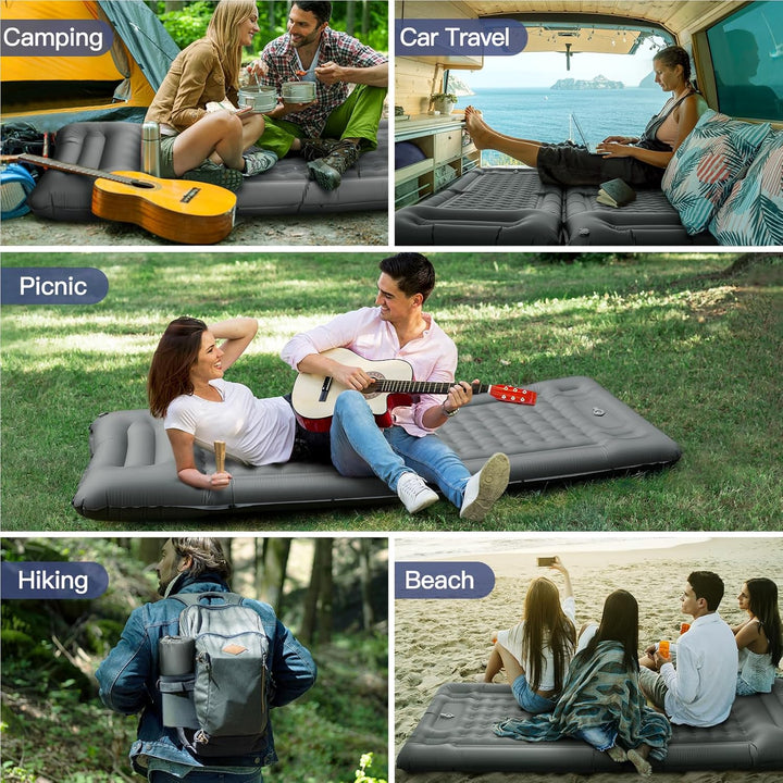 Isomatte Camping, 12CM Verdicktes Ultraleicht Luftmatratze Camping Matratze mit Kissen & Fusspresse
