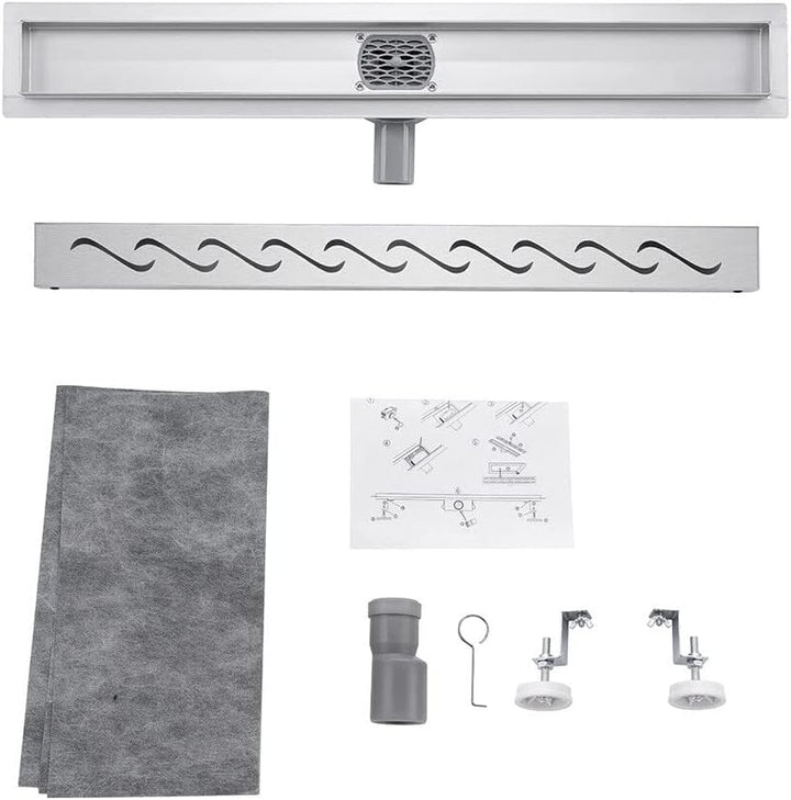 Duschrinne 70 cm 360 Grad Edelstahl komplettset Duschablauf Extra Flach Siphon mit Haarsieb Duschabf
