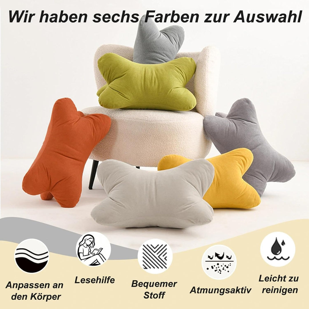 Nackenkissen Lesekissen, Leseknochen Nackenrolle, Ergonomische Form, Leseknochen, Lendenstütze Flexi