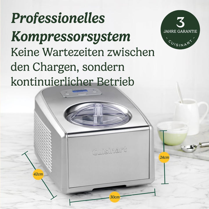 Cuisinart Icecream & Gelato Professional, Eismaschine mit selbstkühlendem Kompressor, 1,5 L Fassungs