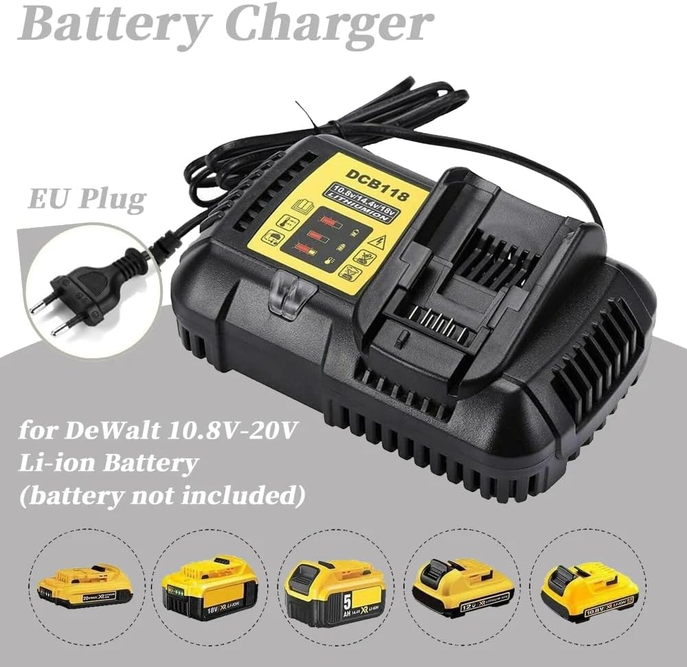 Schnellladegerät für De-WA-t Lithium-Ionen Ersatzakku 14,4 V 18 V 10,8 V DCB118 DCB101 DCB107 DCB105