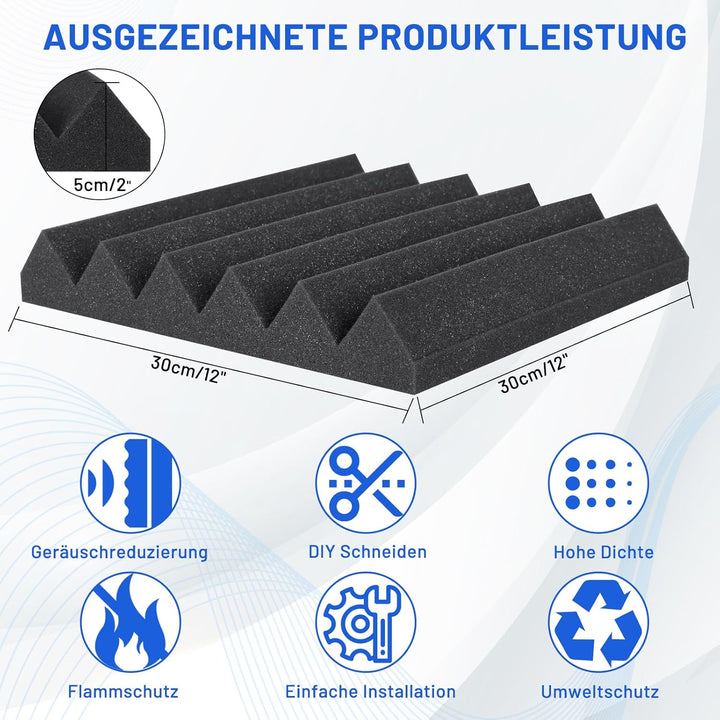 24 Stück Akustikschaumstoff Schalldämmung, 5 X 30 X 30CM (2" X 12" X 12") Schalldämmung Schallschutz
