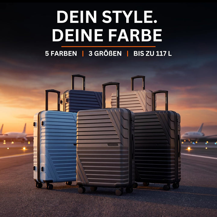 Cocoono Hartschalenkoffer XL Gross - 100L Volumen - 158cm Gurtmass - 8 Rollen 360° drehbar - Leichte