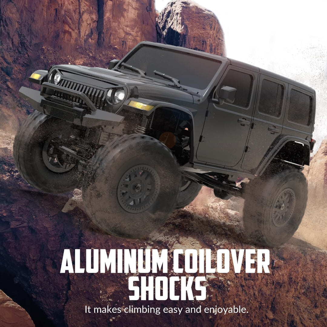 RACENT 1:24 4WD Off-Road RC Auto mit Metallkarosserie und hochwertigem Motor, RC Crawler mit 2 Akkus