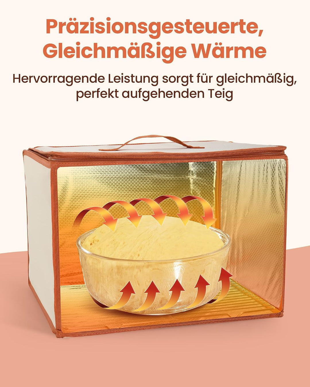 Faltbare Brot-Gärbox mit Temperaturregelung von 20–55 °C und 0–99 h Timer, Teiggärgerät mit Metallgi