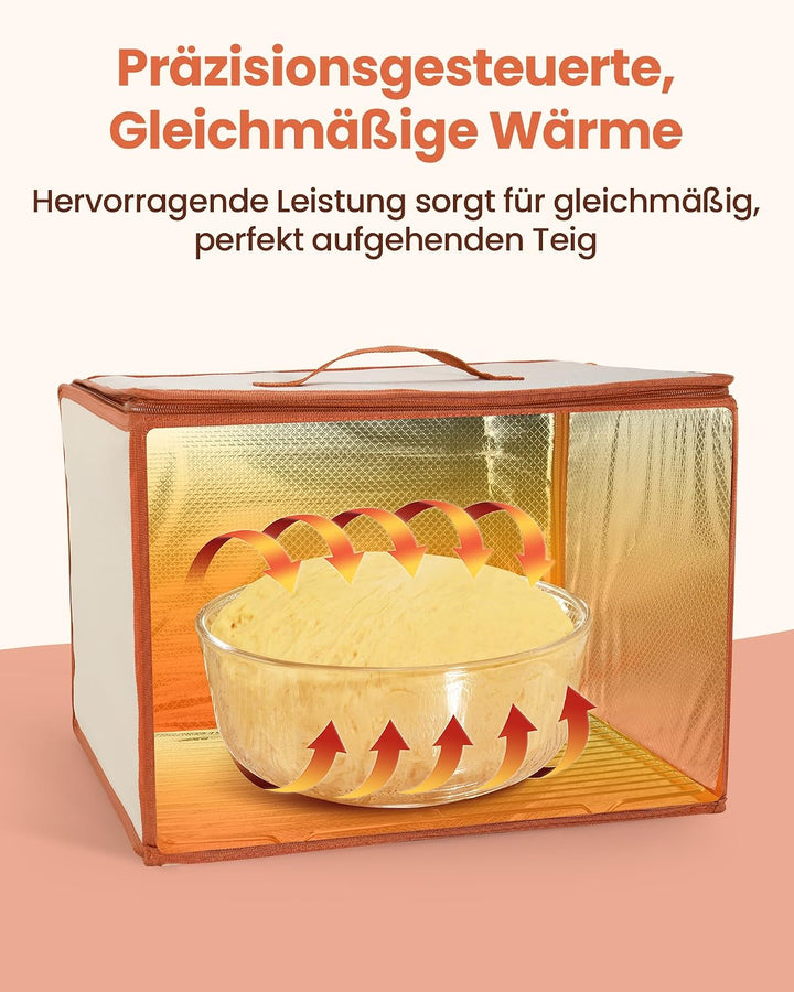 Faltbare Brot-Gärbox mit Temperaturregelung von 20–55 °C und 0–99 h Timer, Teiggärgerät mit Metallgi