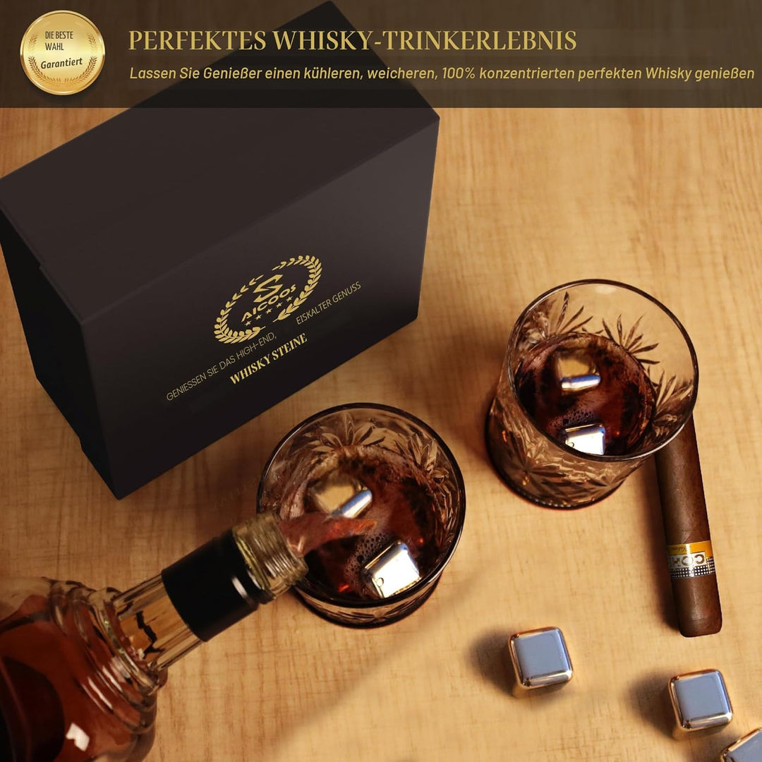 Geschenke für Männer - Eiswürfel Edelstahl Wiederverwendbare Metall Whisky Steine für Jahrestag Und