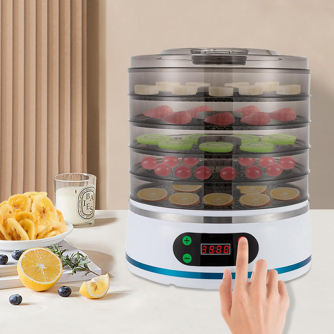 Dörrautomat mit 5 Ablagen, 35-70 ℃ Einstellbare Temperatur Food Dehydrator, Zeiteinstellung 1-72 Stu