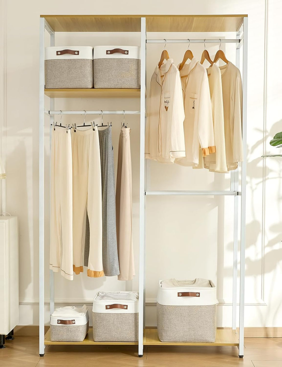 Bagnizer Klappbare Aufbewahrungskörbe für Regale Schrank 4-teilig Kleine Stoff-Organizer-Boxen mit G