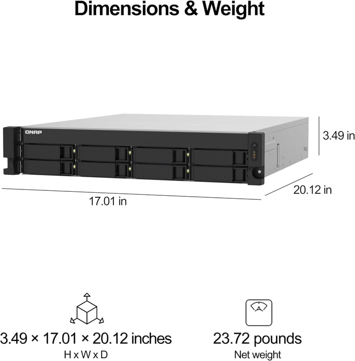 QNAP TS-832PXU-4G 8 Bay High Speed SMB Rackmount NAS mit Zwei 10GbE und 2.5GbE Ports (TS-832PXU-4G-U