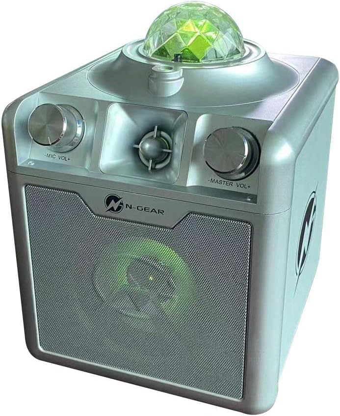 N-Gear Disco Star 710 Silver Partylautsprecher, 15 W RMS, tragbar, Mikrofon inklusive, Akku, integri