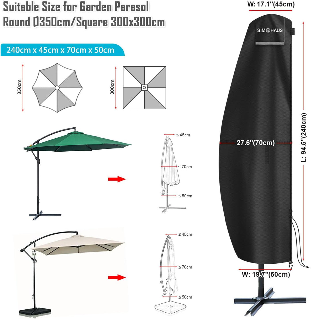 SIMPHAUS Schutzhülle Sonnenschirm Abdeckung Ampelschirm Schutzhülle Wasserdicht Oxford Fabric 420D S