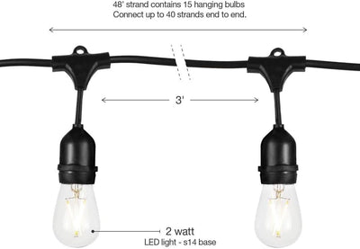 Mu 10M Lichterkette Aussen, Outdoor Erweiterbar Auf 1000W, 10 Birnen S14 Led 2W (=15W) E27 Wetterfes