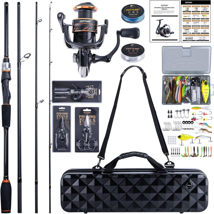 Goture Spinnrute Komplettset 1,98m/2,1m/2,4m/2,7m | 7-35g | 24T Hochmodul-Kohlefaser | Keramikringe