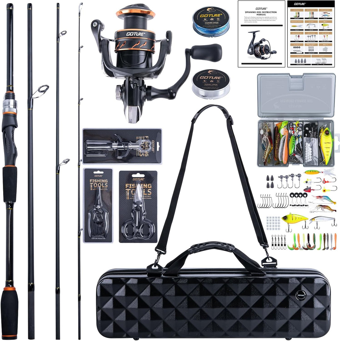 Goture Spinnrute Komplettset 1,98m/2,1m/2,4m/2,7m | 7-35g | 24T Hochmodul-Kohlefaser | Keramikringe