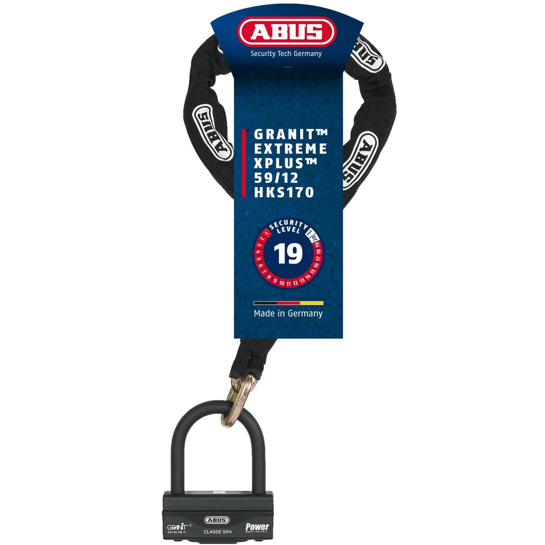 Diebstahlsicherung Kette Loop geprüft SRA 80 cm Kette 12KS mit U 58 HB100 Schwarz, 80 cm Kette 12KS