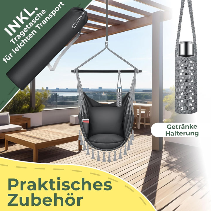 KESSER® Hängesessel Safari XXL Hängestuhl für Erwachsene & Kinder Hängematte bis 150 kg Hängesitz Au