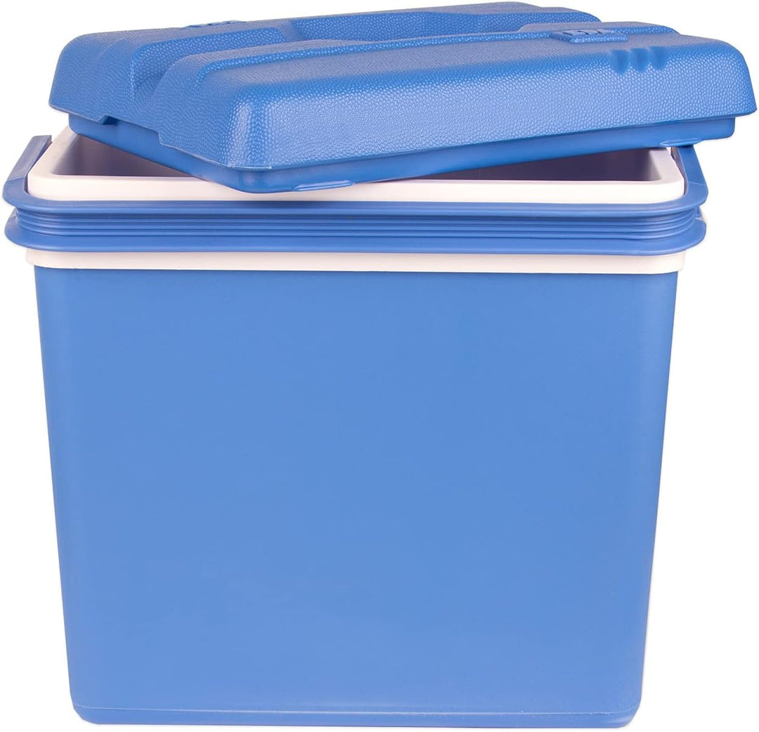BigDean Kühlbox 24 Liter blau/weiss inkl. 6 Kühlakkus - Bis zu 11 Std. Kühlung - Thermobox aus Kunst