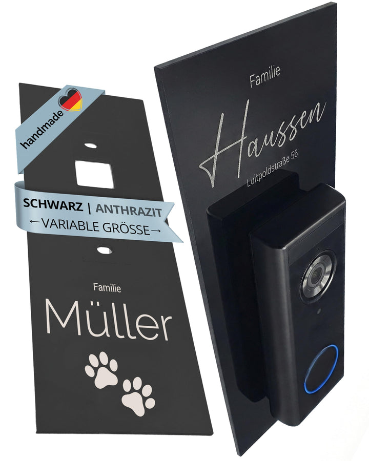 Klingelschild für Eufy Video Doorbell S220 2K HD (kabellos) | Schwarz oder Anthrazit | Verschiedene