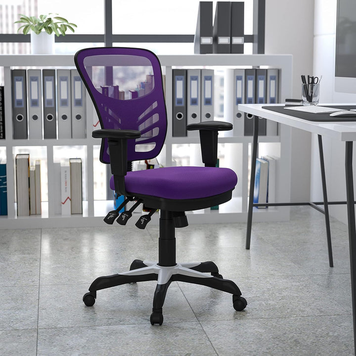 Flash Furniture Bürostuhl, ergonomisch, mit Mesh-Rückenunterstützung, geformtem und höhenverstellbar