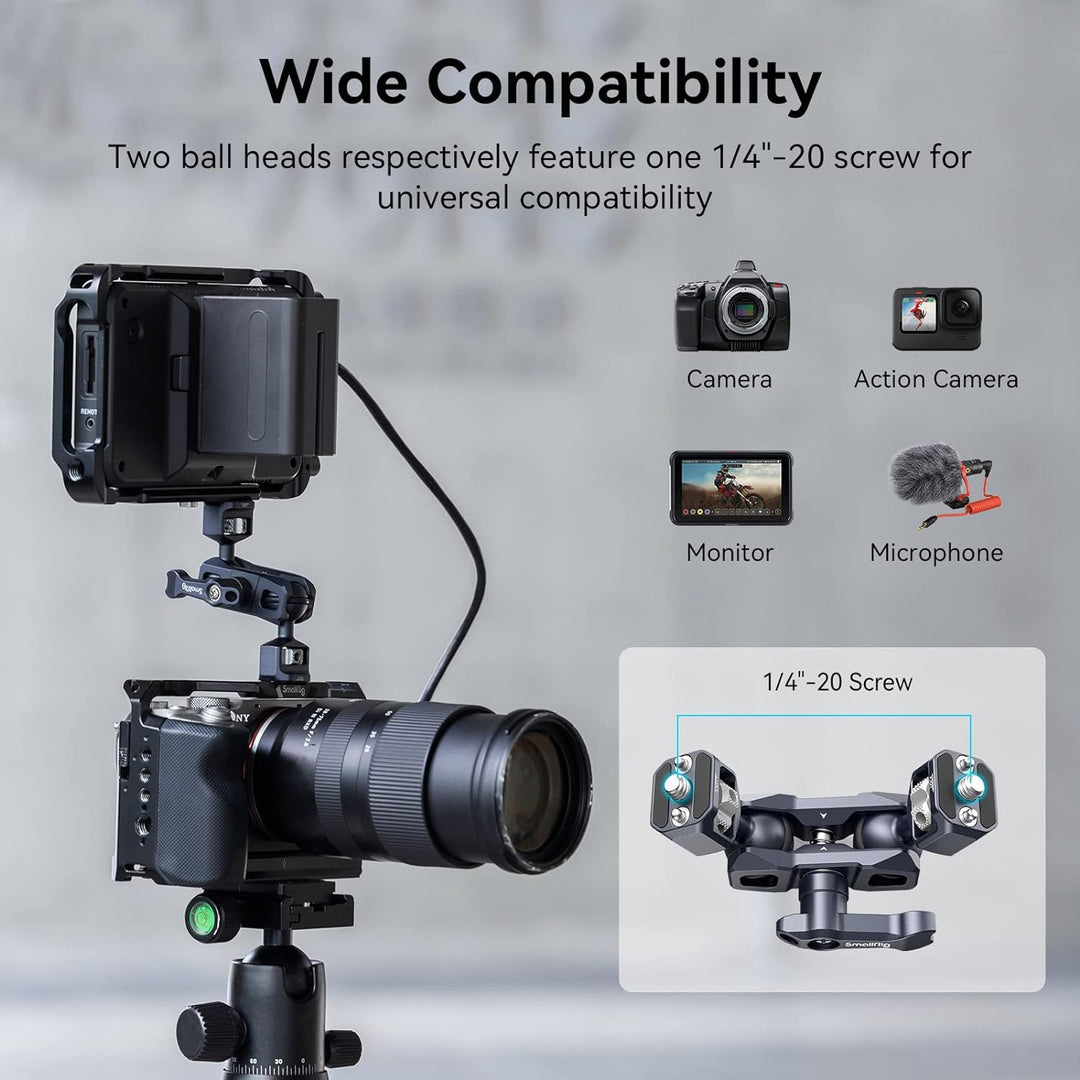 SMALLRIG Dual Ball Heads Magic Arm mit 1/4"-20 Schrauben, max. Belastung 6 kg, nur 88 g, aus Alumini