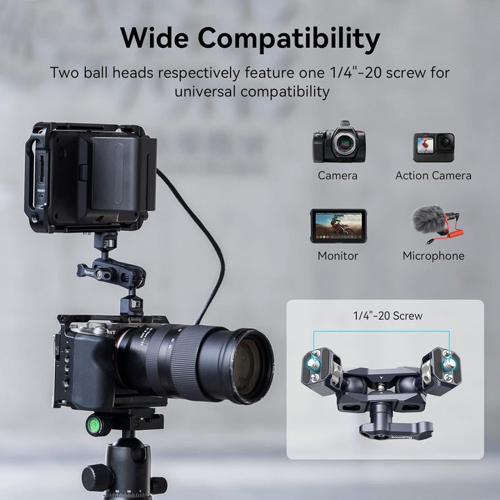 SMALLRIG Dual Ball Heads Magic Arm mit 1/4"-20 Schrauben, max. Belastung 6 kg, nur 88 g, aus Alumini