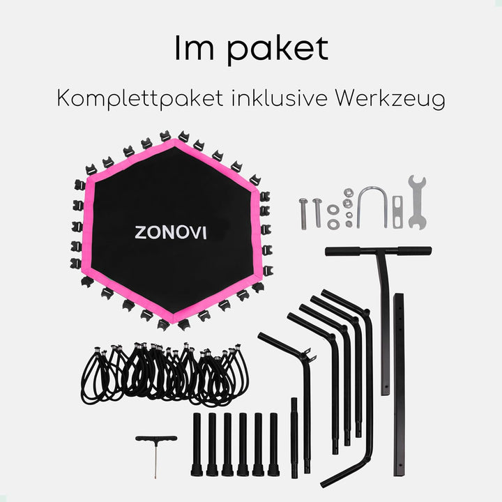 Fitness-Trampolin - 250 Kilo - Mini Trampolin - Schwarz - Pink - 106 cm - 42 Zoll