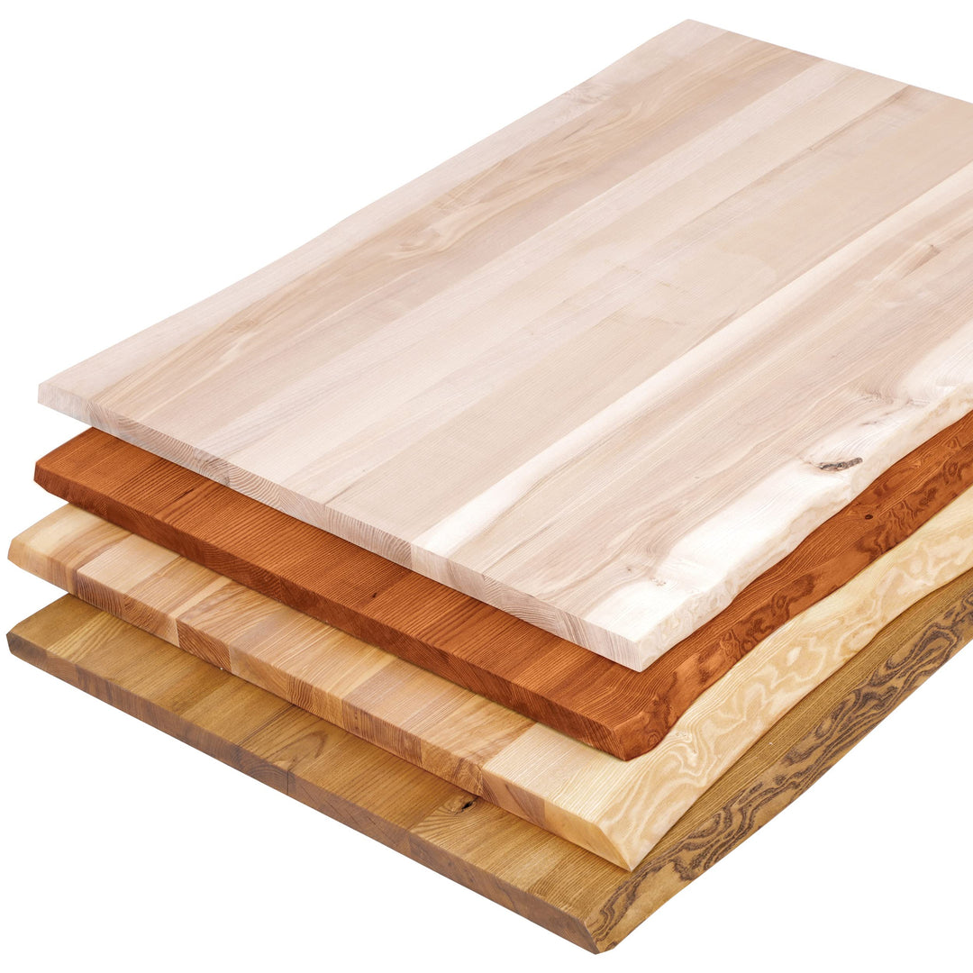 LAMO Manufaktur Massivholzplatte Tischplatte Baumkante für Schreibtisch, Esstisch, 120x60 cm, Dunkel