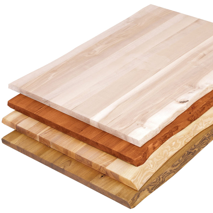 LAMO Manufaktur Holzplatte für Schreibtisch Tischplatte Massivholz Schreibtischplatte Baumkante 100x