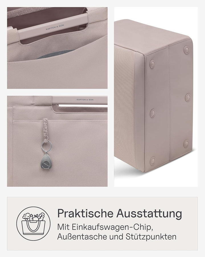 Kapten & Son Vaasa Einkaufskorb faltbar Muted Rose 25 L | Korb Rosa stabil | Inklusive Einkaufswagen