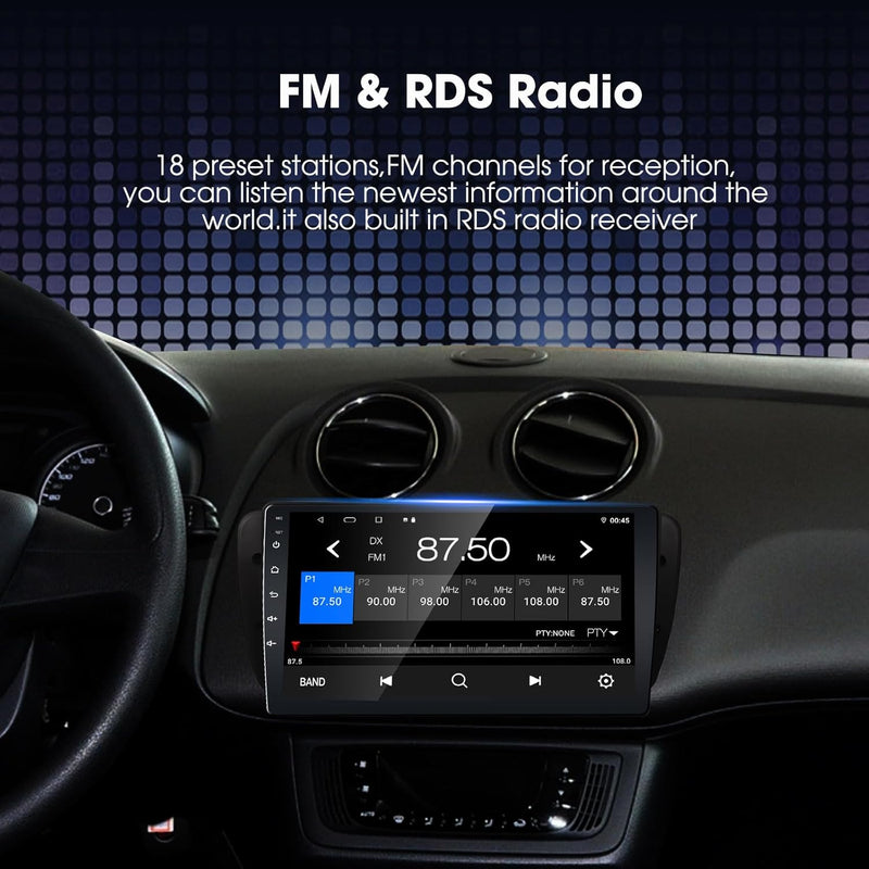 EZoneTronics Carplay Android Autoradio Stereo für Seat Ibiza 6J 2009-2013 mit 9 Zoll kapazitivem Tou
