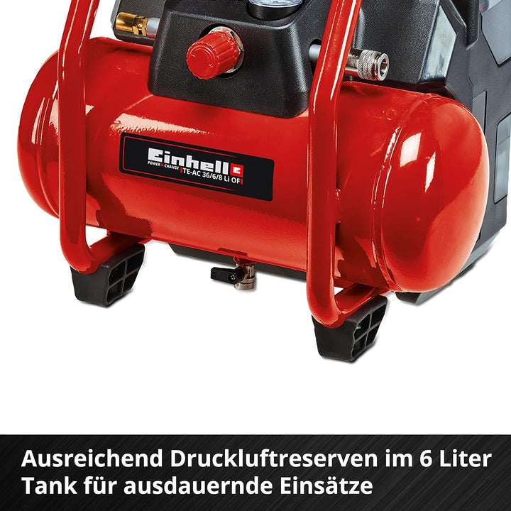 Einhell Akku-Kompressor TE-AC 36/6/8 Li OF Set Power X-Change (2x18V, Lithium-Ionen, max. 8 bar, 6 L