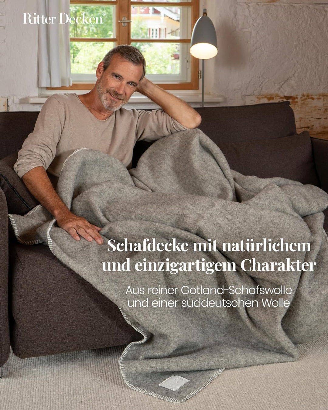 Ritter Decken Gotland Wolldecke 150x100cm | Echt &amp; Naturbelassen | 50% Gotland-Wolle &amp; 50% Süddeutsc