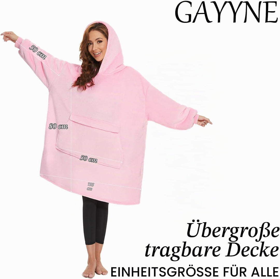 GAYYNE Hoodie Decke mit Ärmeln Deckenpullover, Tragbare Decken Hoodie Damen, Ultra Weiche Sherpa Fle