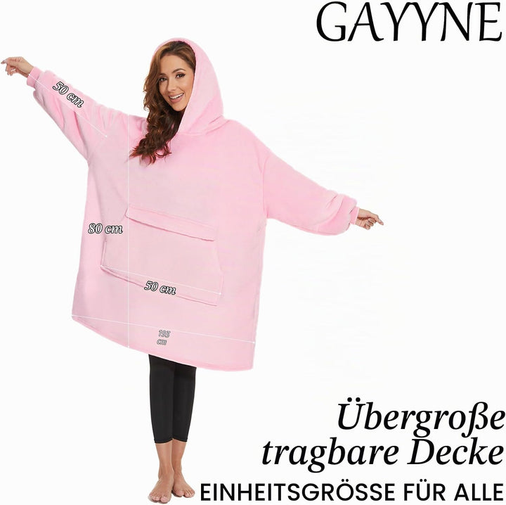 GAYYNE Hoodie Decke mit Ärmeln Deckenpullover, Tragbare Decken Hoodie Damen, Ultra Weiche Sherpa Fle