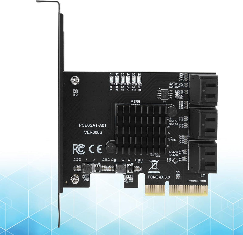 Tbest Asm1166 6-Port, PCIe-Sata-Erweiterungskarte, Interne Komponenten, Erweiterungskarte PCIe auf 6