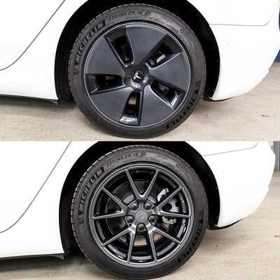 Tesvolution® Radnabenabdeckung für Tesla Model 3 2017-2023 - Aero Radkappen Radmutternset mit Abdeck