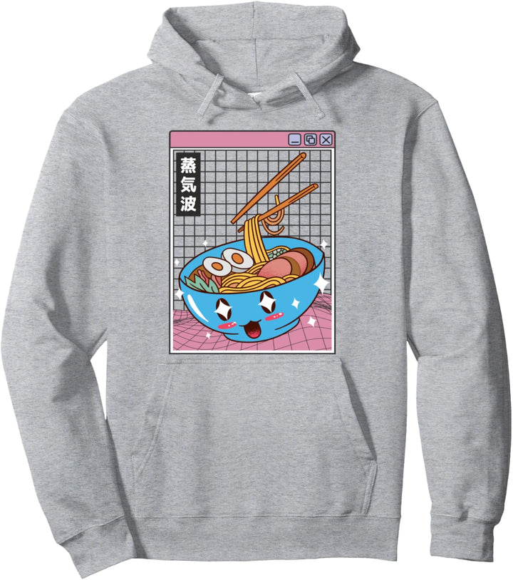 Happy Ramen Schale Digital Japan Style Otaku Anime Vaporwave Pullover Hoodie