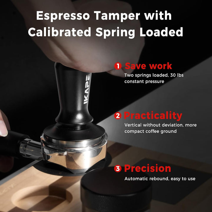 IKAPE 58.35mm Espresso Tamper, Premium Barista Kaffee Tamper mit kalibrierter Feder belastet, 100% E