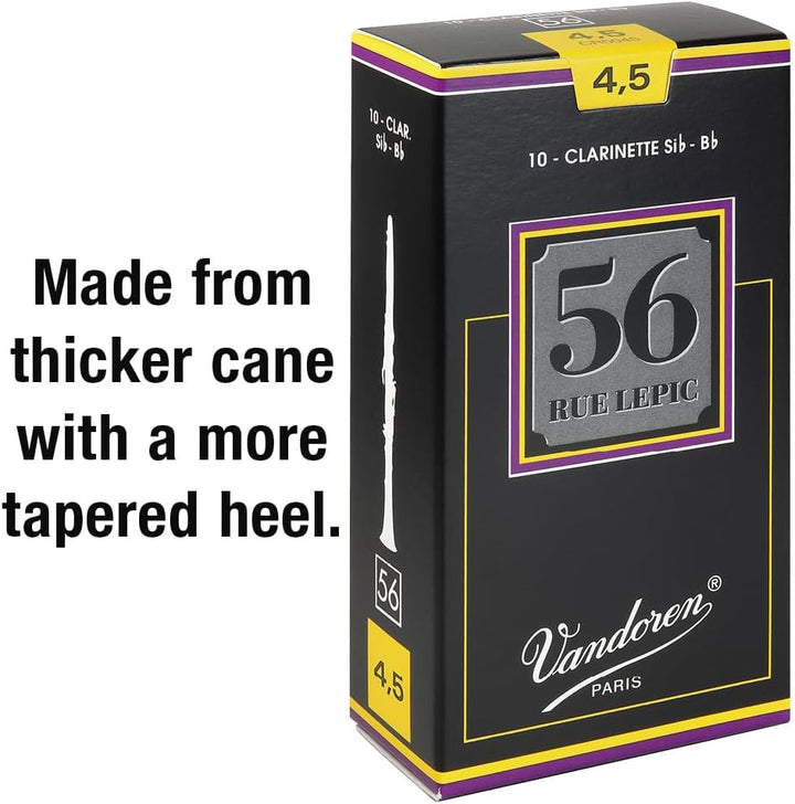 Vandoren CR5045 56 Rue Lepic Blätter für Klarinetten in Bb (Stärke 4,5), 10 Stück Strength 4.5 Einze