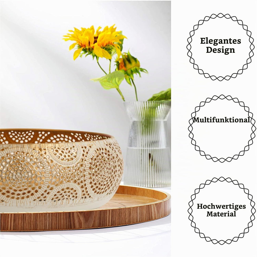 JAZUIHA Obstschale Modern 2er Set, Dekoschale Gold, Obstkorb aus Metall Runde Dekorative Schale Gold