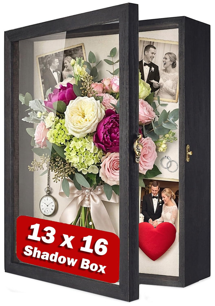 TJ.MOREE Blumen Grosse Schattenbox Vitrine Rahmen mit Glasfenstertür Bilderrahmen Hochzeitsstrauss E