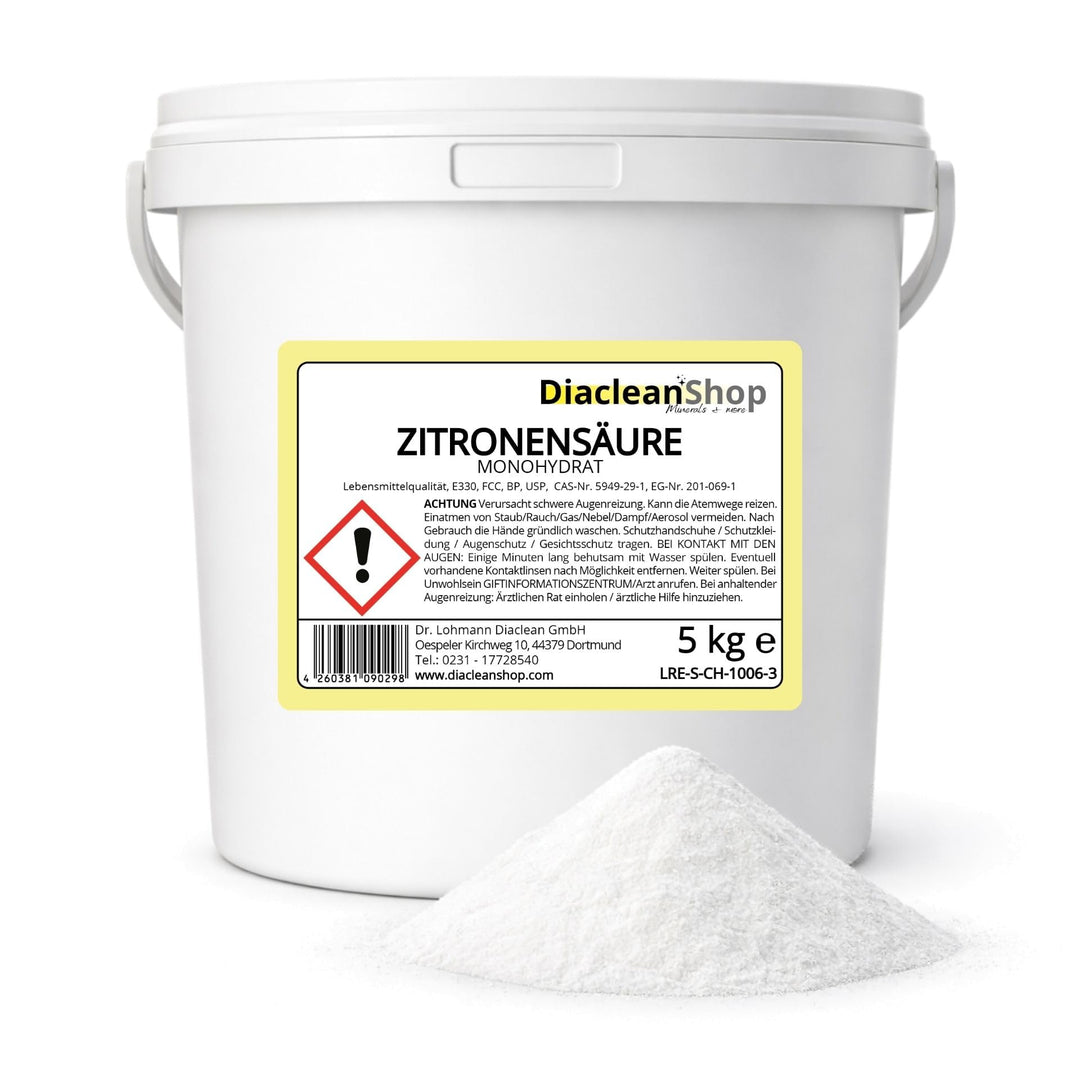Zitronensäure Pulver 5kg | Lebensmittelqualität E330 | Ideal für Küche (Kochen, Backen) & Haushalt (